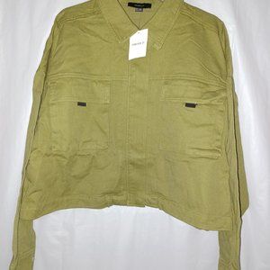 FOREVER 21 CASUAL CROP JEAN STYLE ZIP UP JACKET 100% COTTON